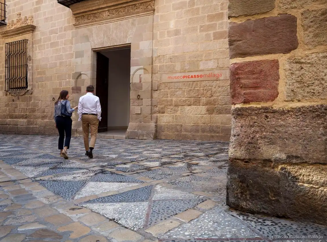 Entrance courtyard of the Museo Picasso Málaga for visitors with Picasso Museum Malaga tickets