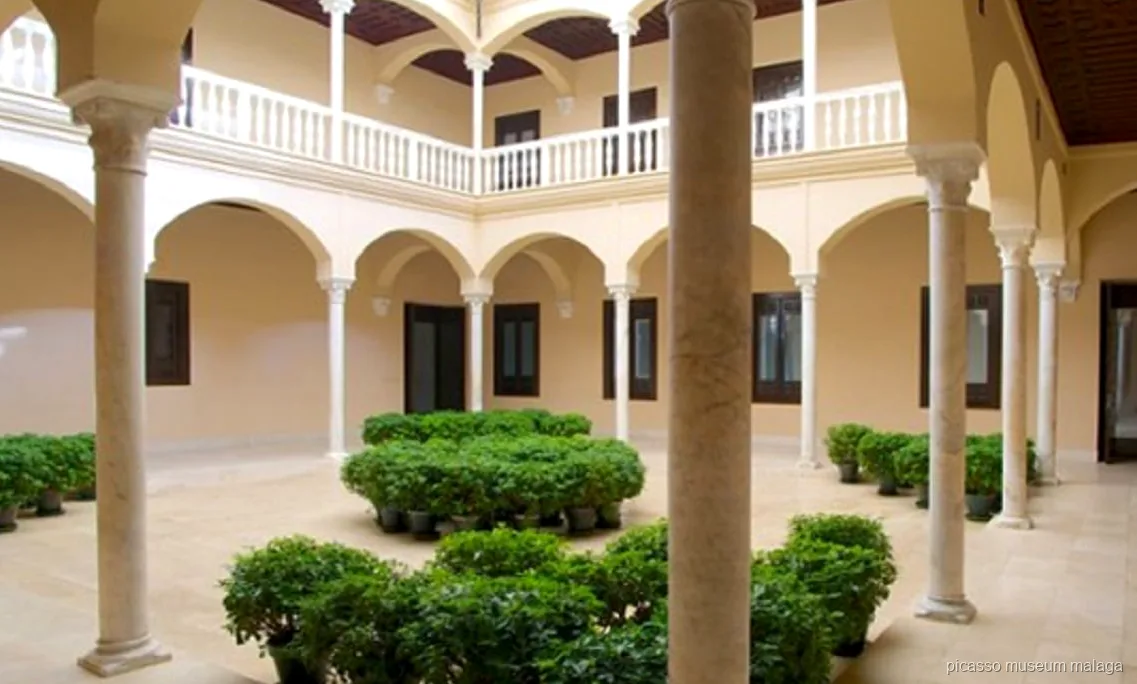Guía historiador del arte explicando un cuadro durante un tour privado al Museo Picasso Málaga